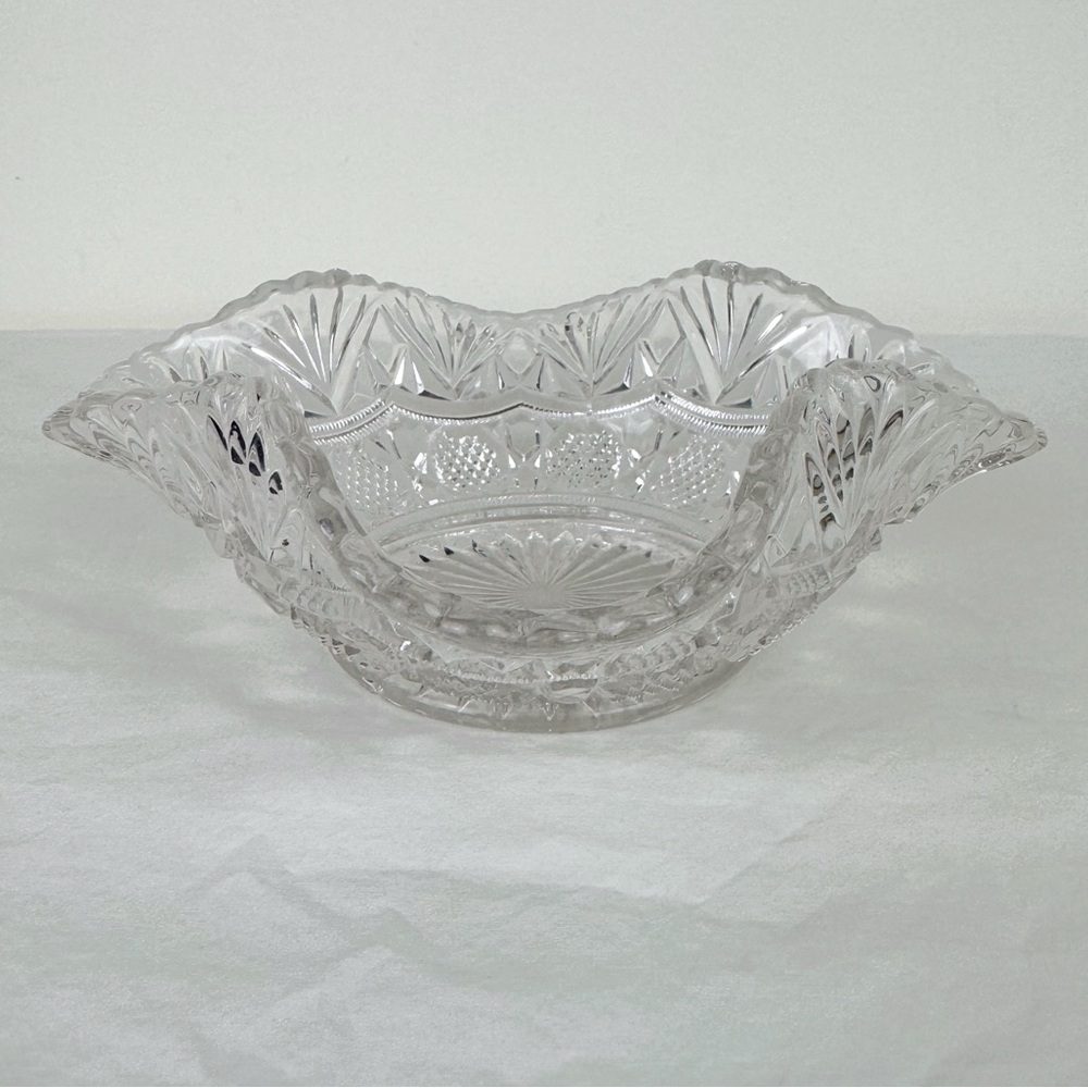 Vintage Clear Cut Glass Ruffle Small Bowl
